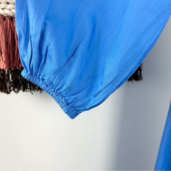 Free People Later Days Strappy Satin Midi Button Front  Dress Blue Size 10 - Picture 7 of 12